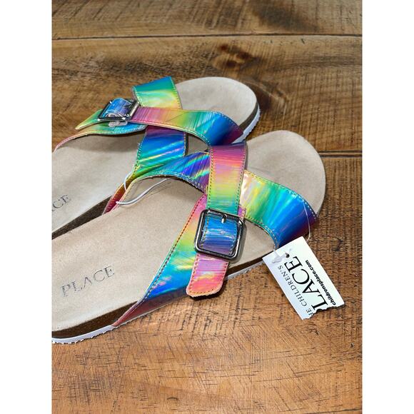 Girls Children’s Place Rainbow Colorful Summer Slide‎ On Buckle Sandals Size 5 - Picture 7 of 7